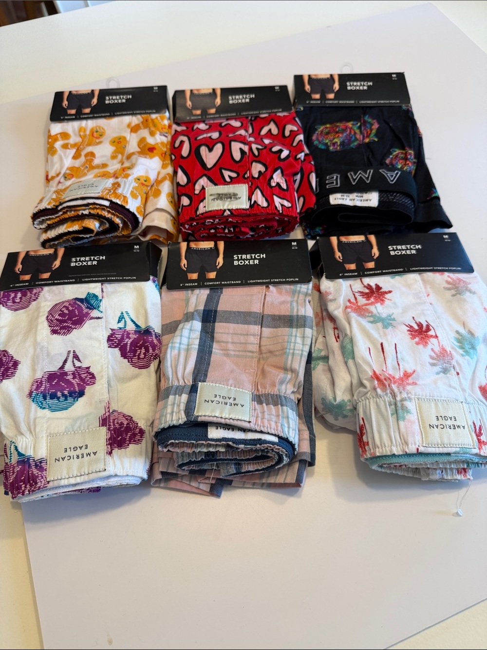 American Eagle Outfitters Mens Assorted Pattern Stretch Boxers (6) Sz M- Box23